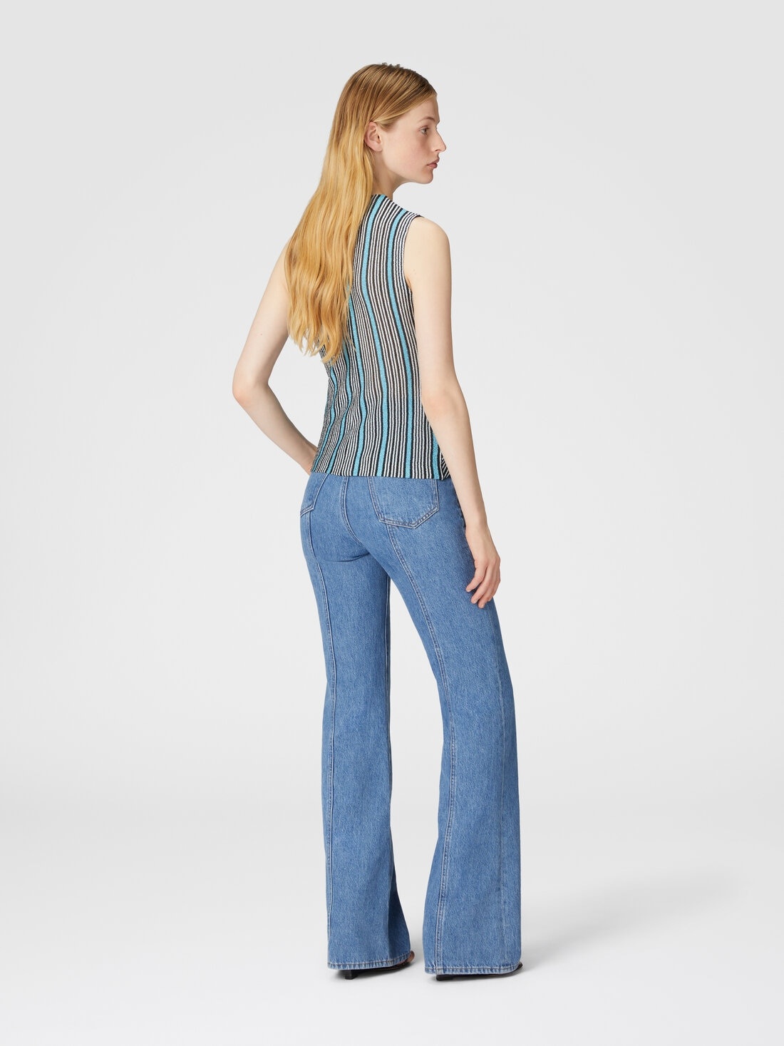 Sleeveless top in lamé striped viscose - 3