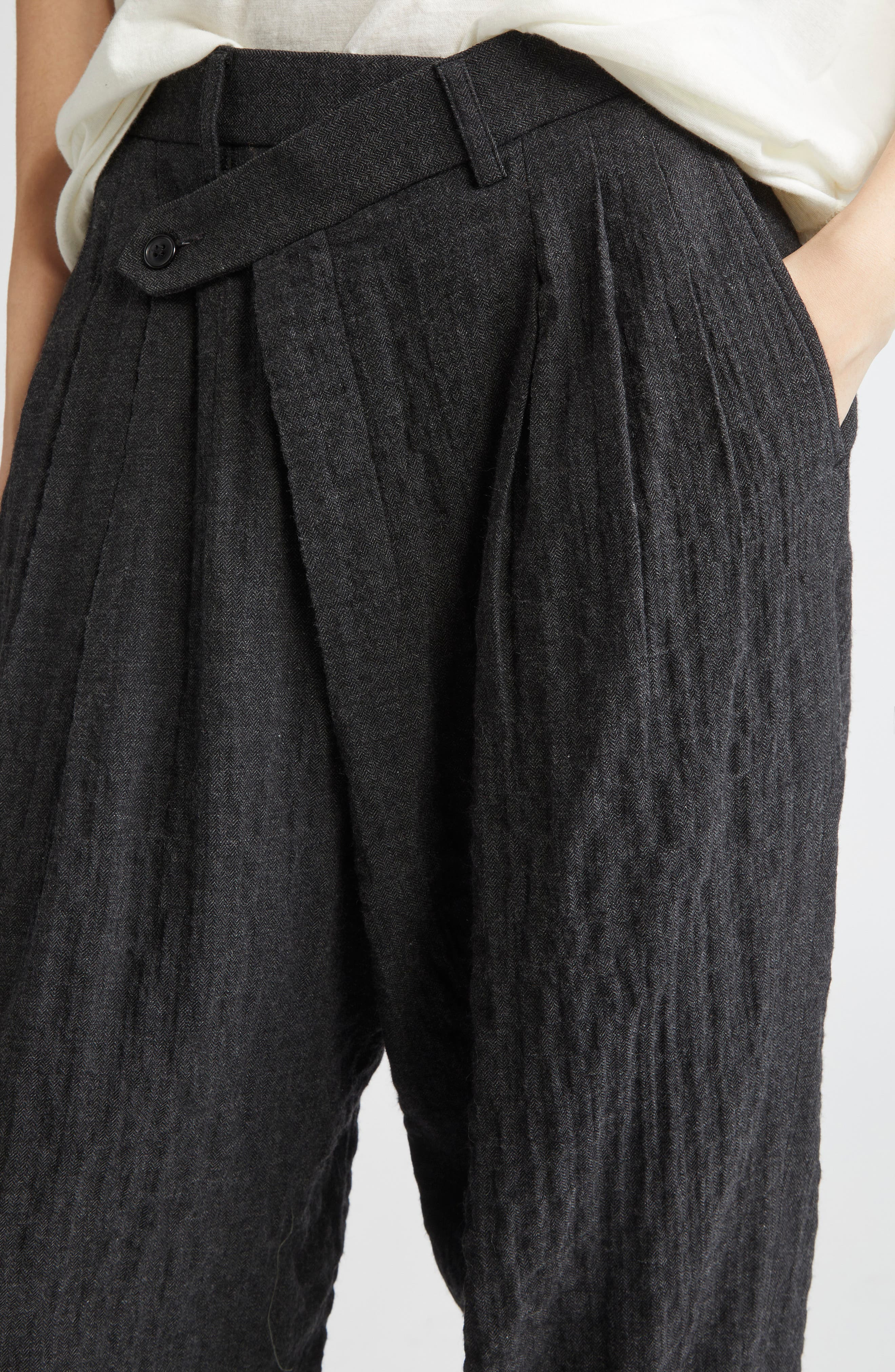 R13 Triple Pleat Crossover Trousers in Charcoal at Nordstrom - 5
