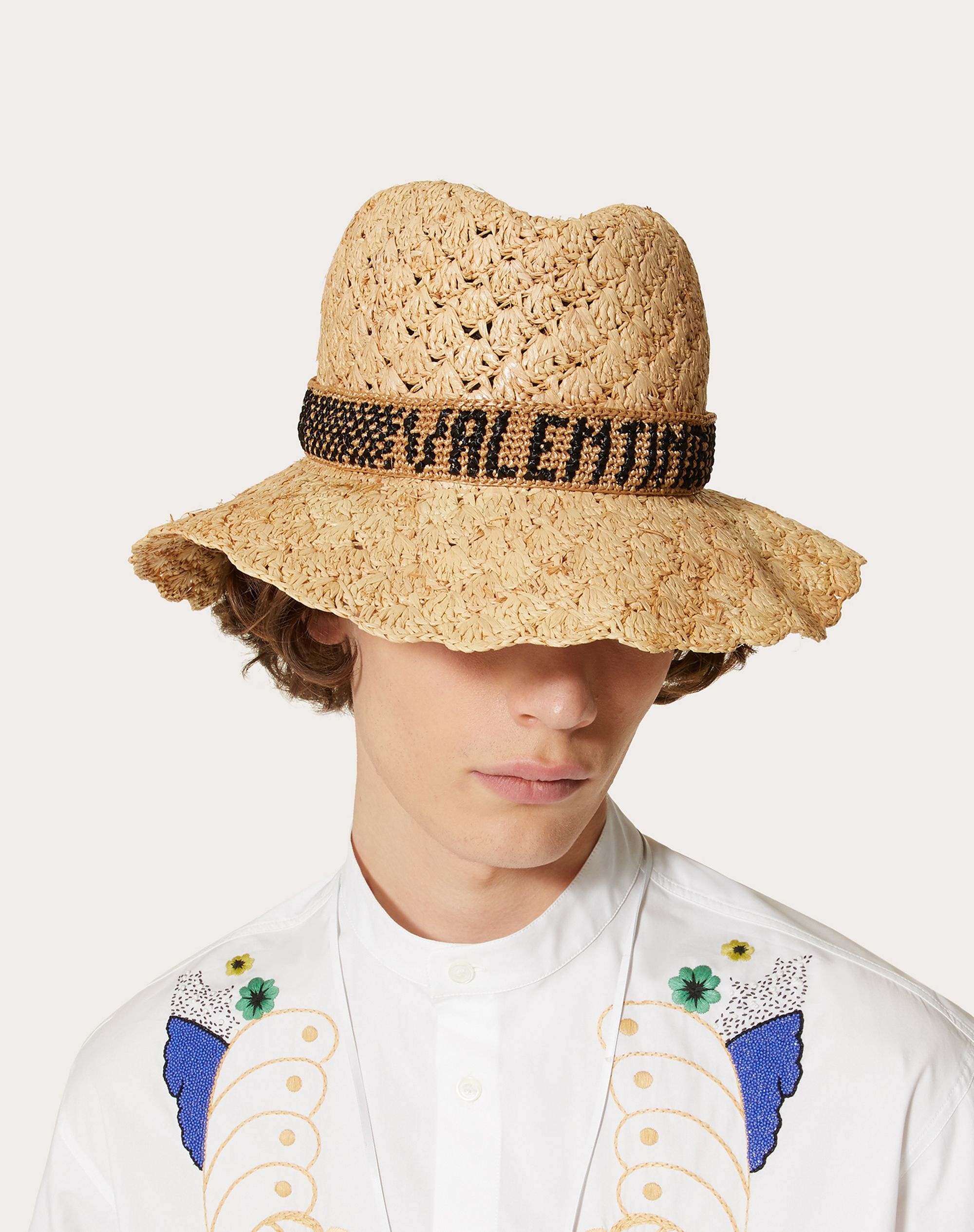 BORSALINO X VALENTINO - Raffia crochet hat with Valentino-embroidered ribbon - 4