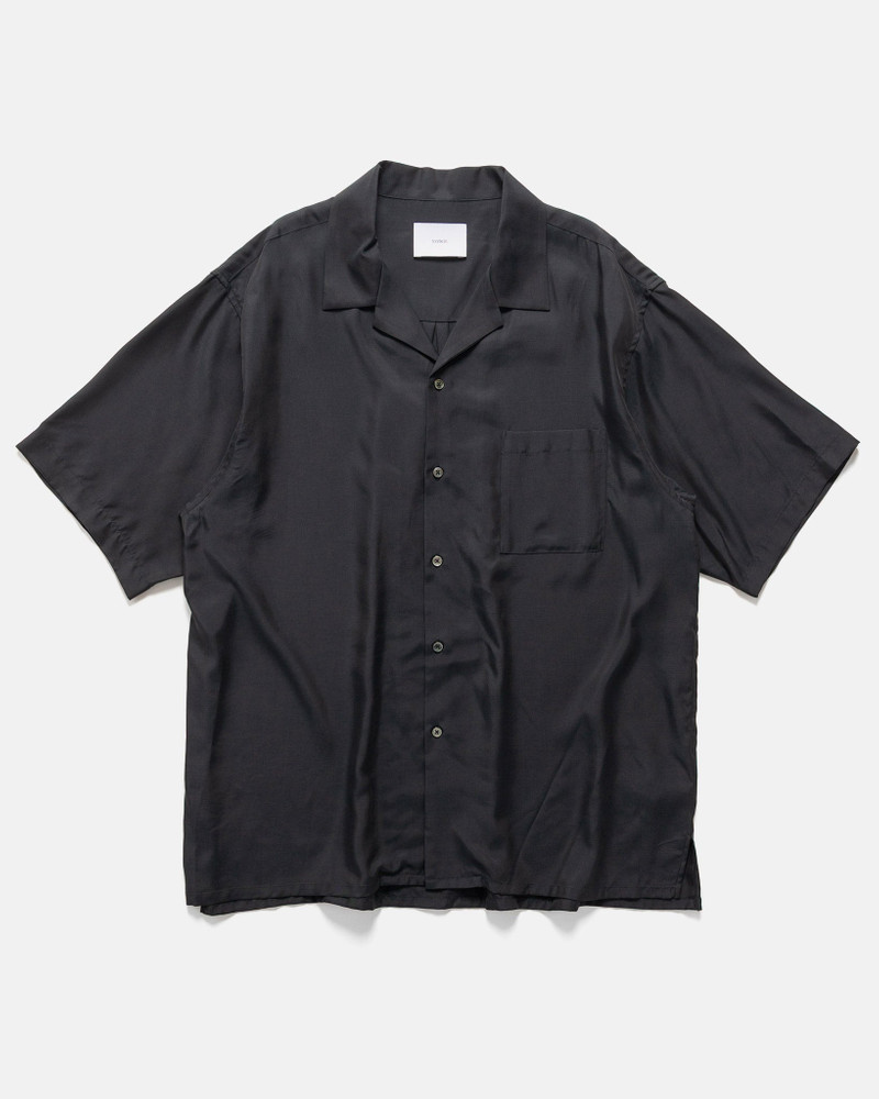 Cupro Twill Oversized Open Collar SS Shirt Black 1