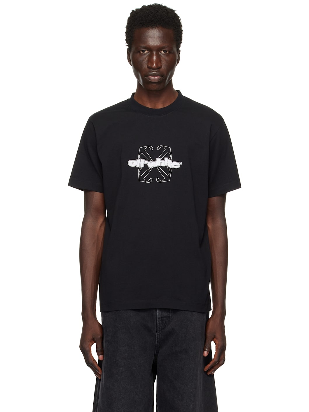 Black Flock Arrow Slim T-shirt - 1