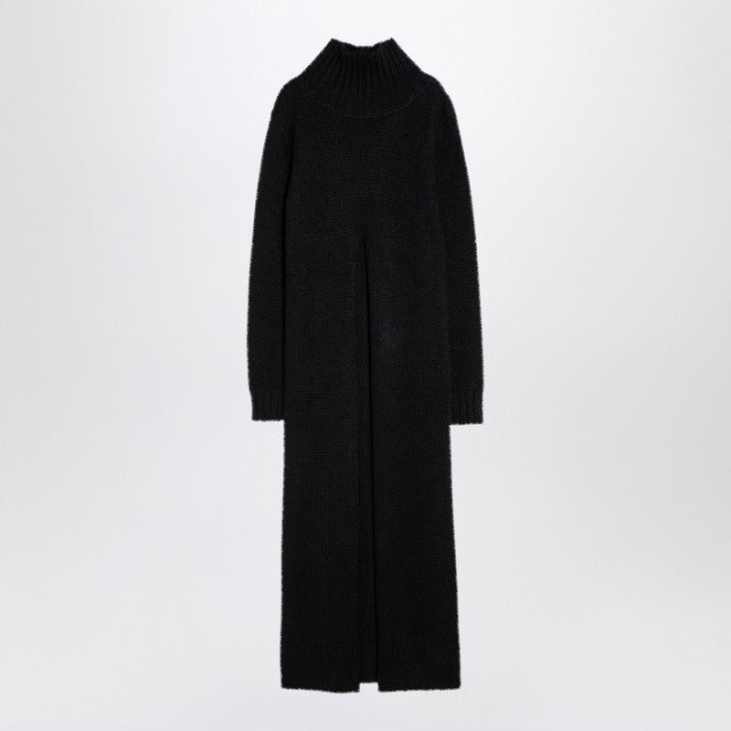Jil Sander Long Black Alpaca Turtleneck Dress Women - 1