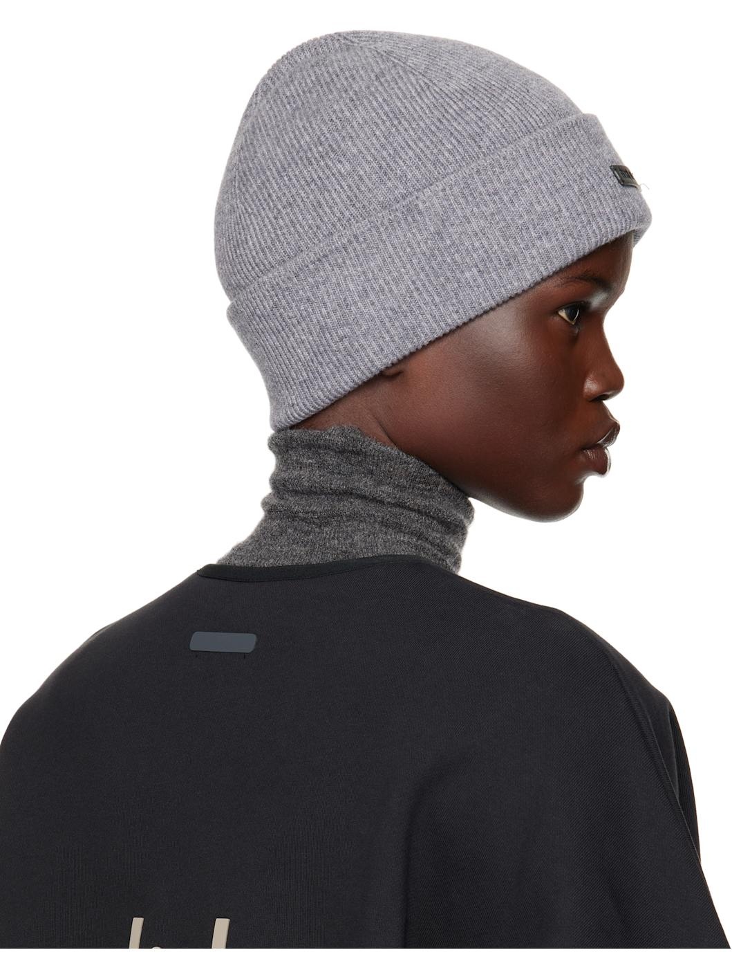 Gray Cashmere Beanie - 3