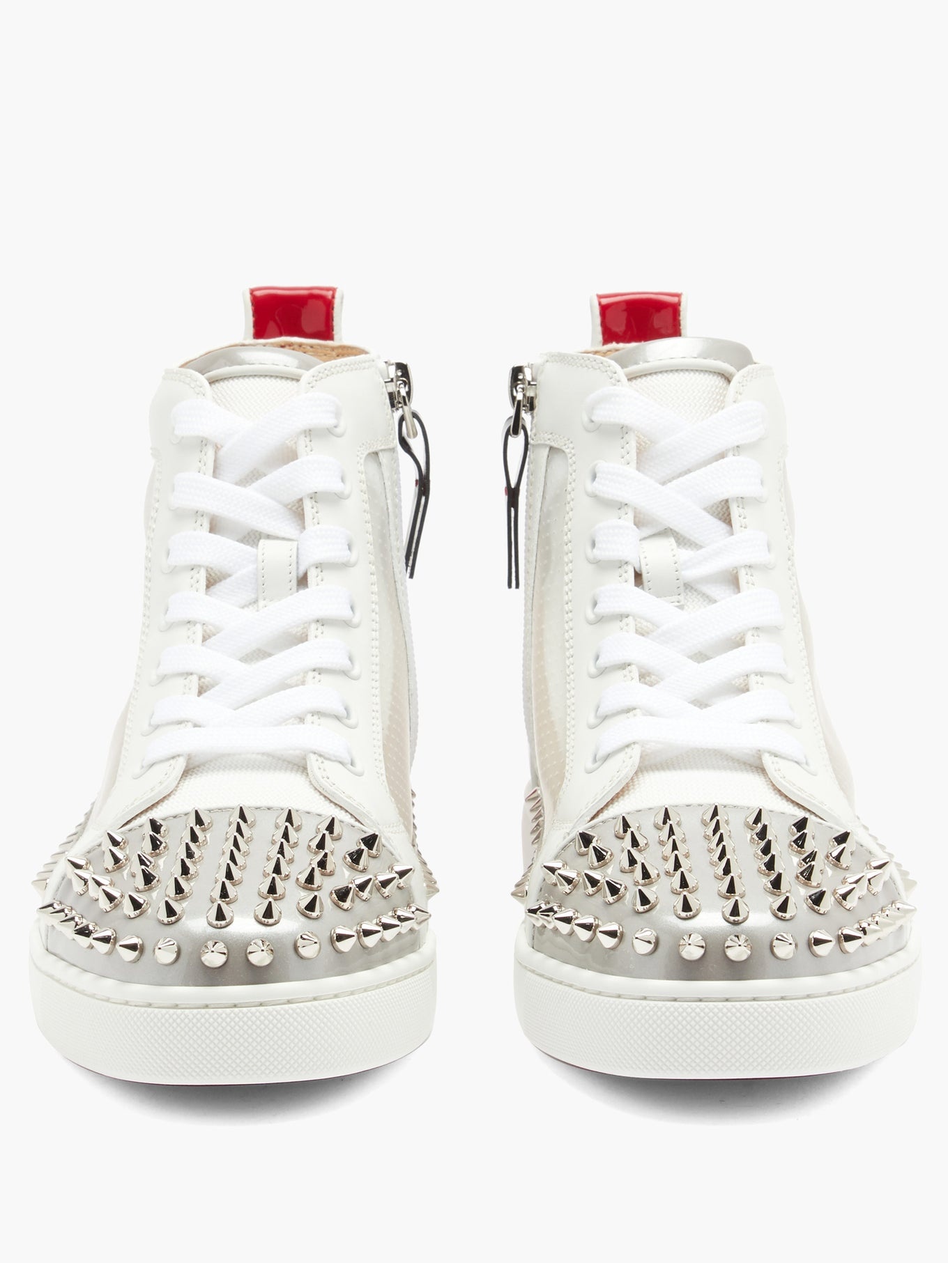 Donna studded leather and mesh high-top trainers - 5