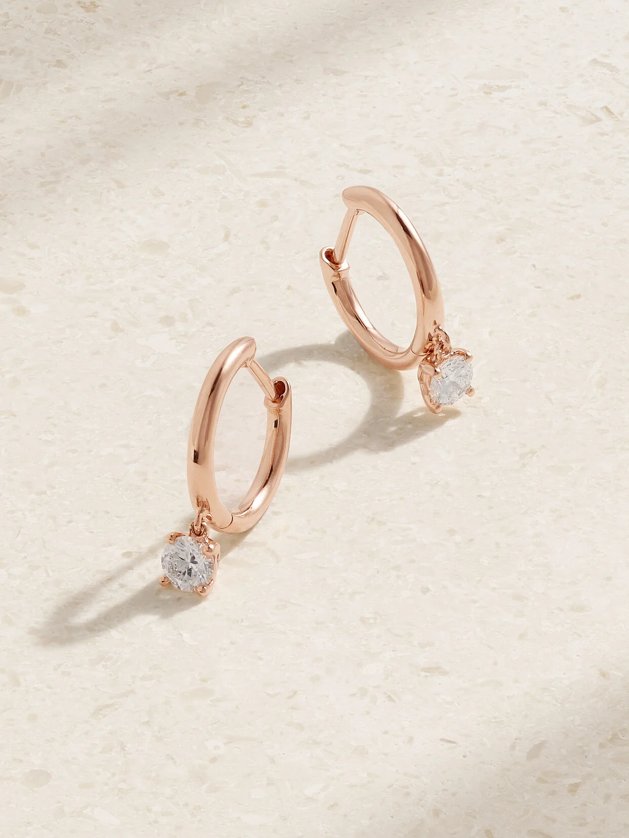 18-karat Rose Gold Diamond Hoop Earrings - 1