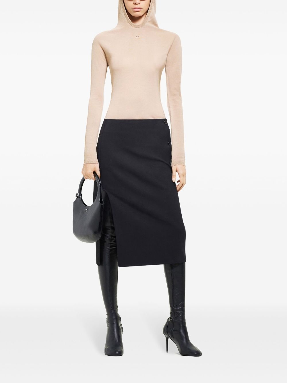 hooded knitted top - 2