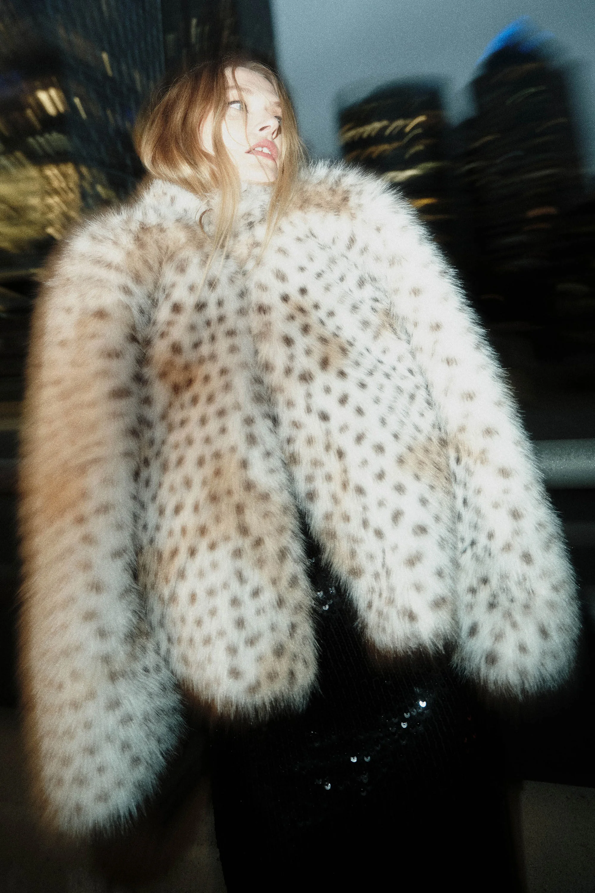 Sylvie Zip Faux Fur Jacket In Animal Print - 1