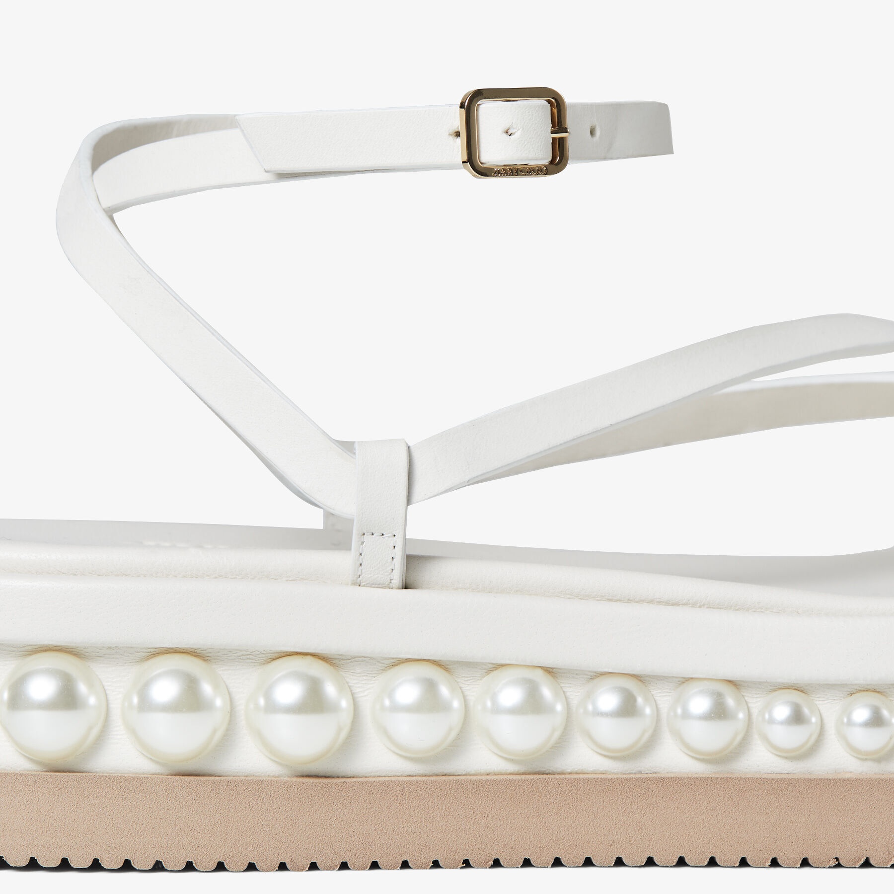 Pine Flat
Latte Vachetta Leather Platform Sandals with Pearl Embellishment - 5