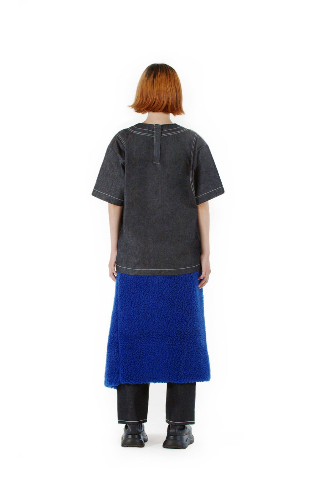 WOVEN T-SHIRT / dark denim - 2