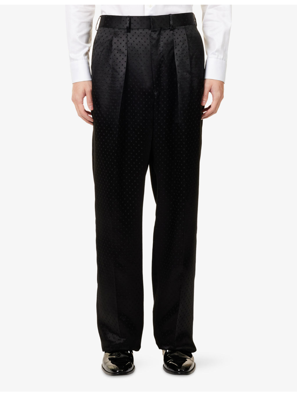 Jacquard Double-Pleated Silk Blend Trousers - 3