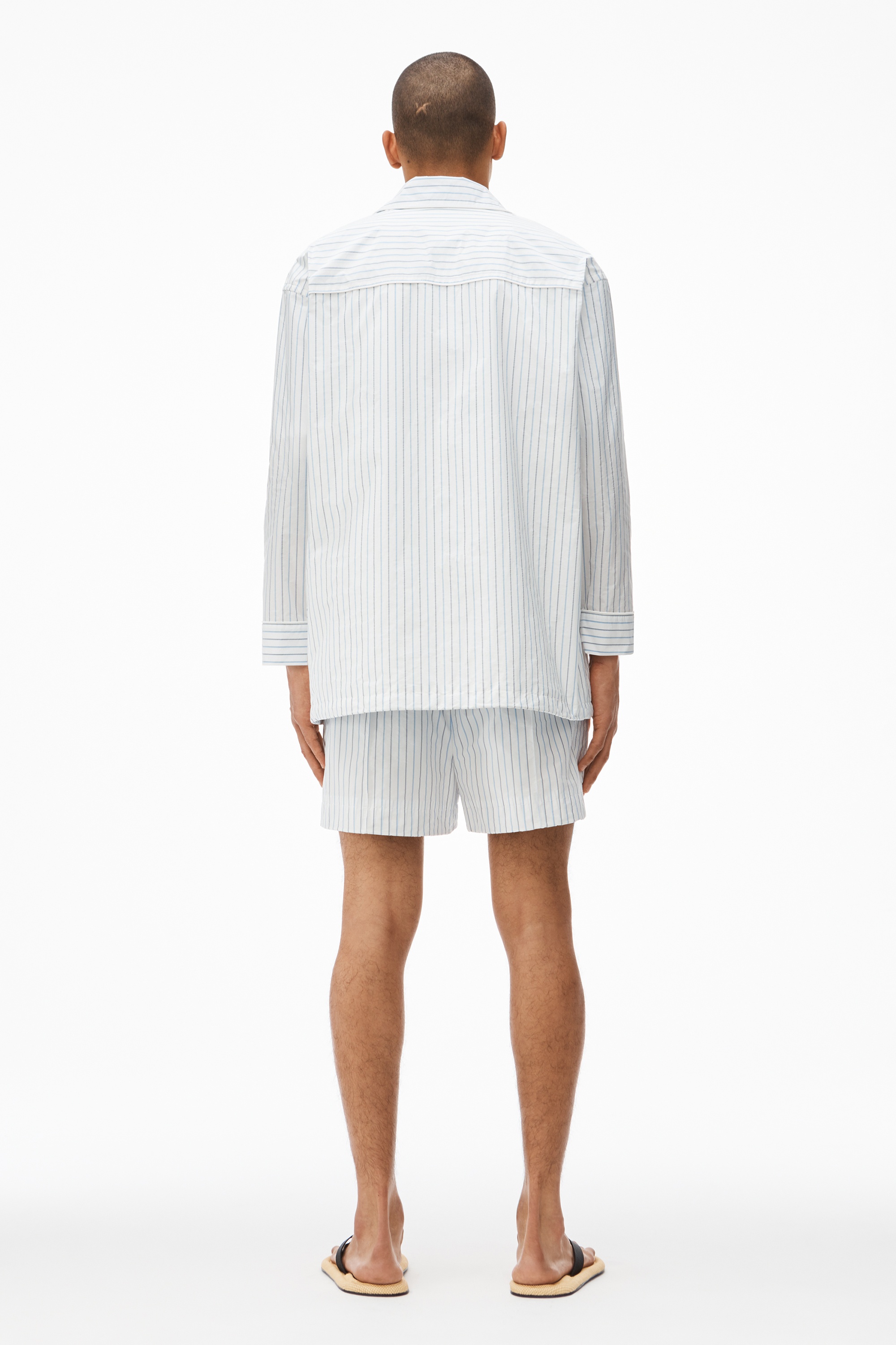 OVERSIZED STRIPED SHIRT JACKET IN NYLON - 5