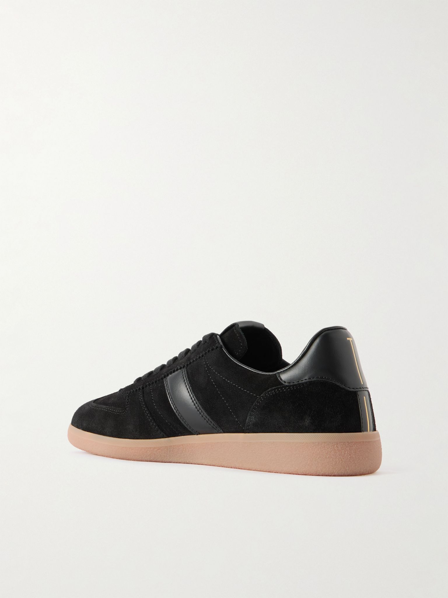 Leather-Trimmed Suede Sneakers Black - 4