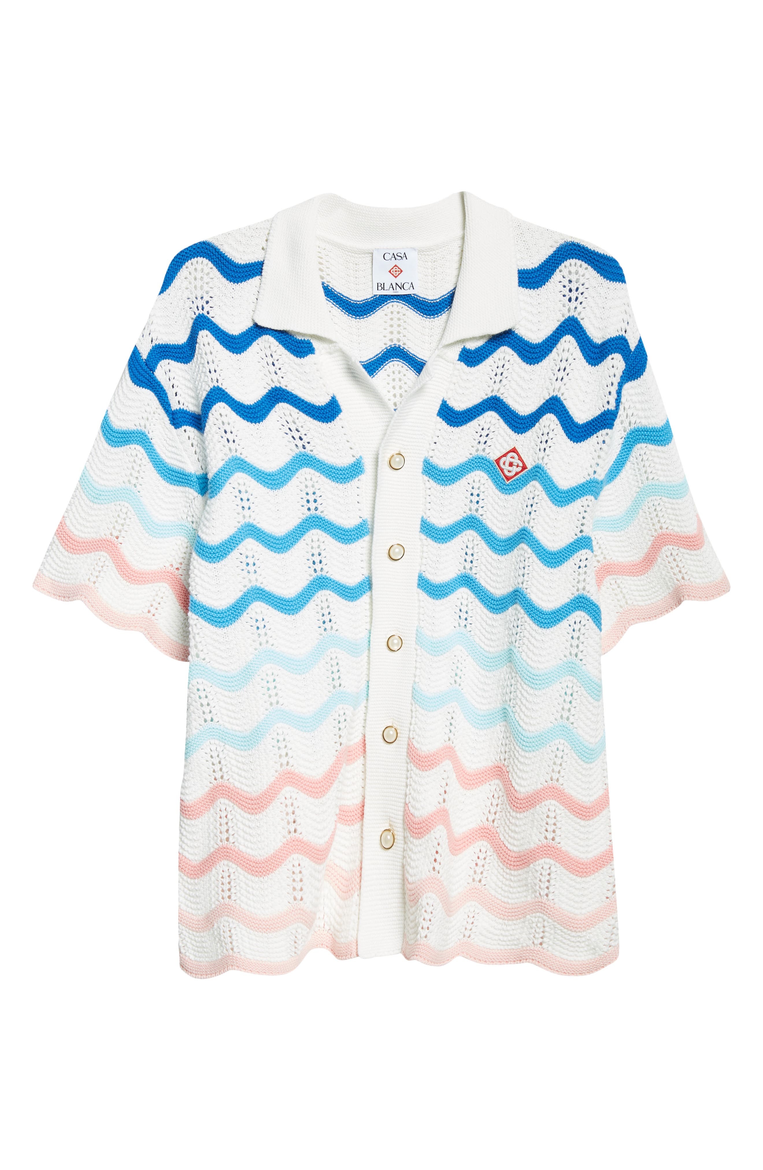 Casablanca Gradient Wave Crochet Camp Shirt in Multi at Nordstrom - 6