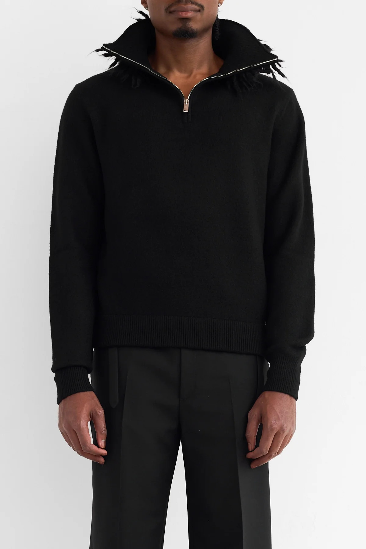 McQueen Mohair Fringes Sweater Black - 4