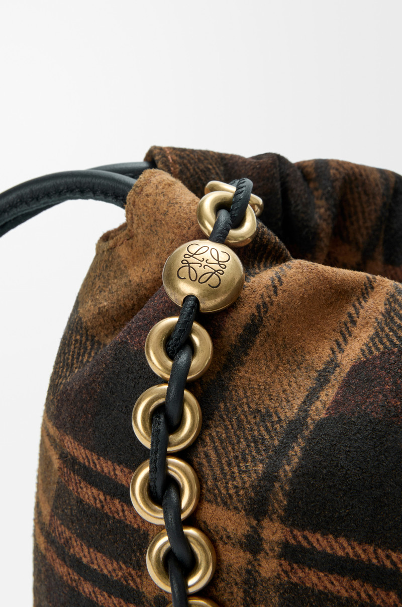 Medium Flamenco purse in tartan suede 9