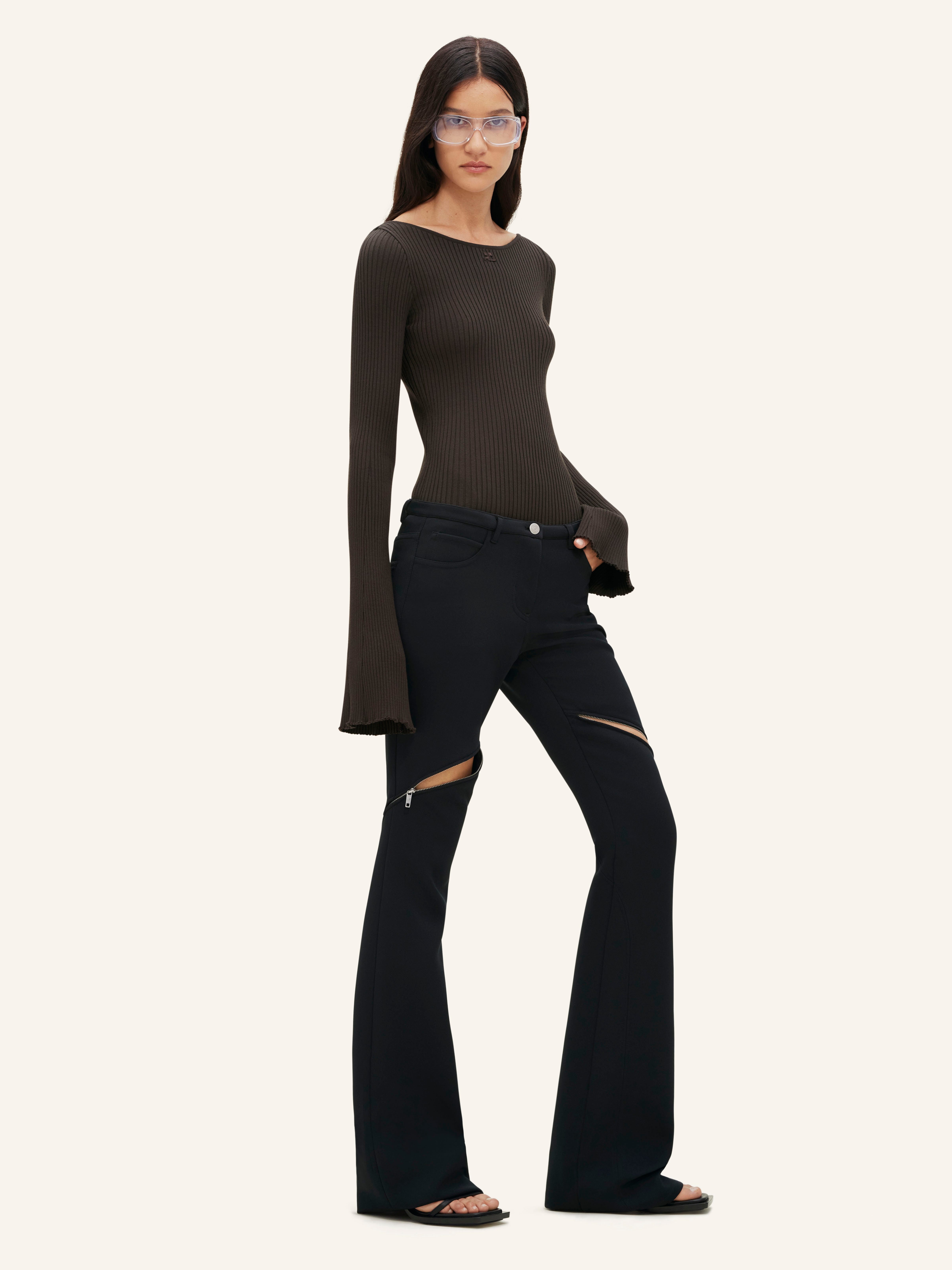 ELLIPSE ZIPPED TWILL PANTS - 4