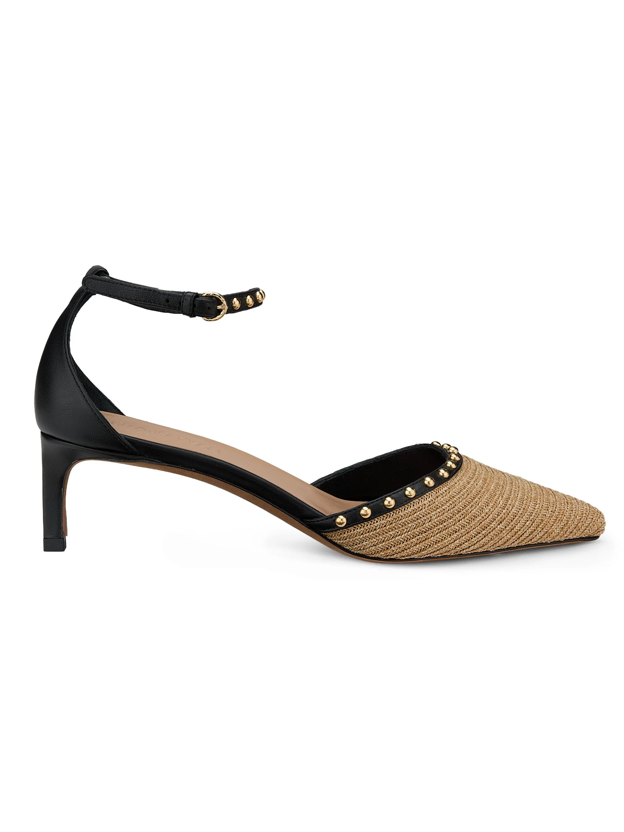 Women's Hera 50MM Raffia & Leather Pumps - Natural - 1