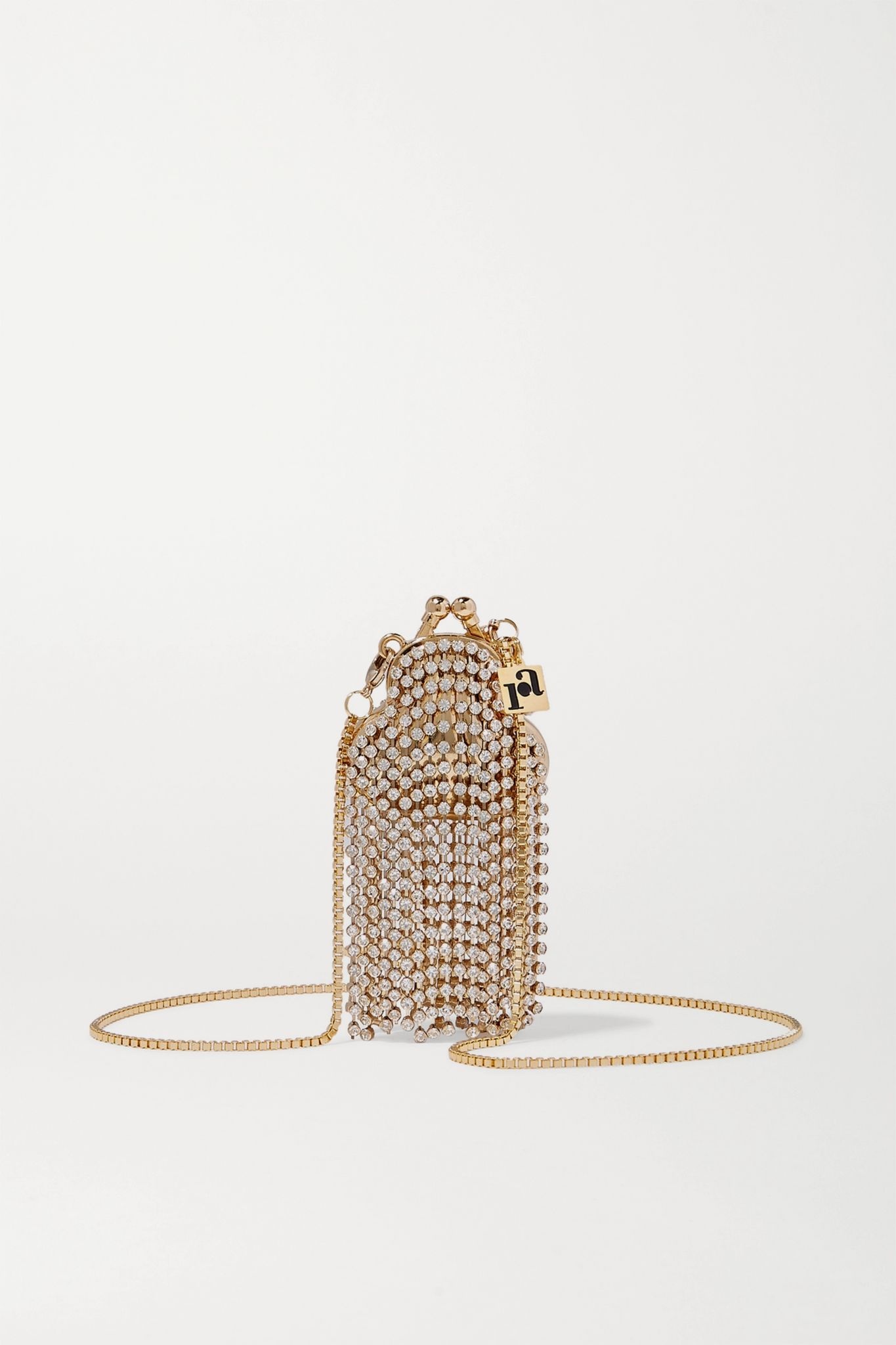 Orfea mini fringed crystal-embellished gold-tone shoulder bag - 1