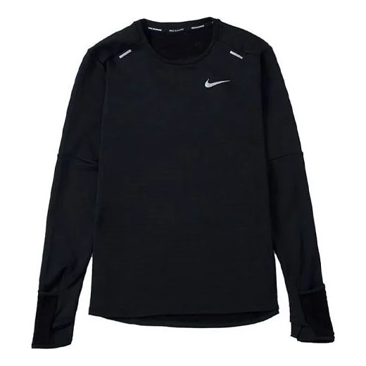 Men's Nike Solid Color Training Sports Round Neck Long Sleeves Black T-Shirt DD5650-010 - 1