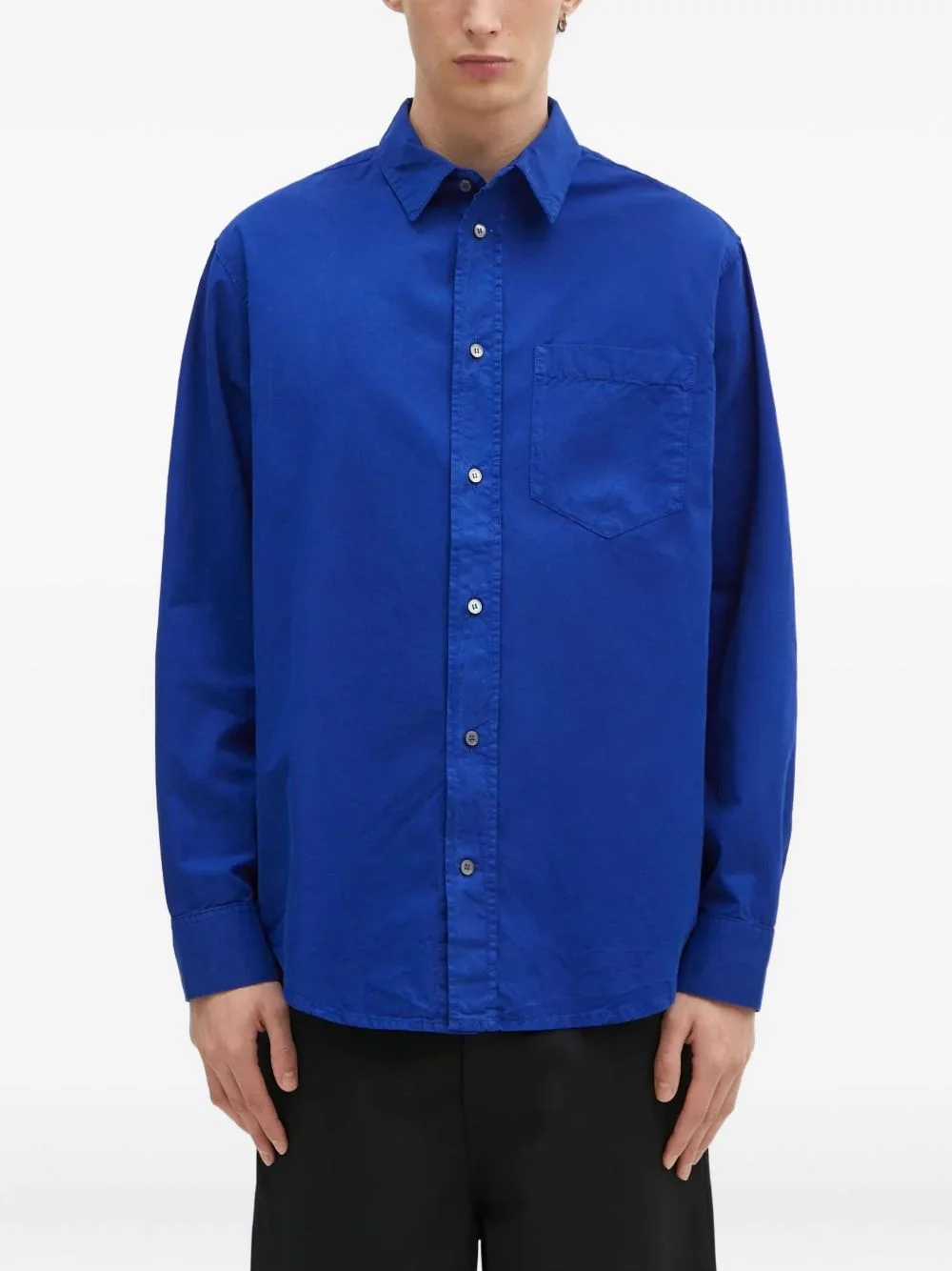 long-sleeve collared-neckline shirt - 1