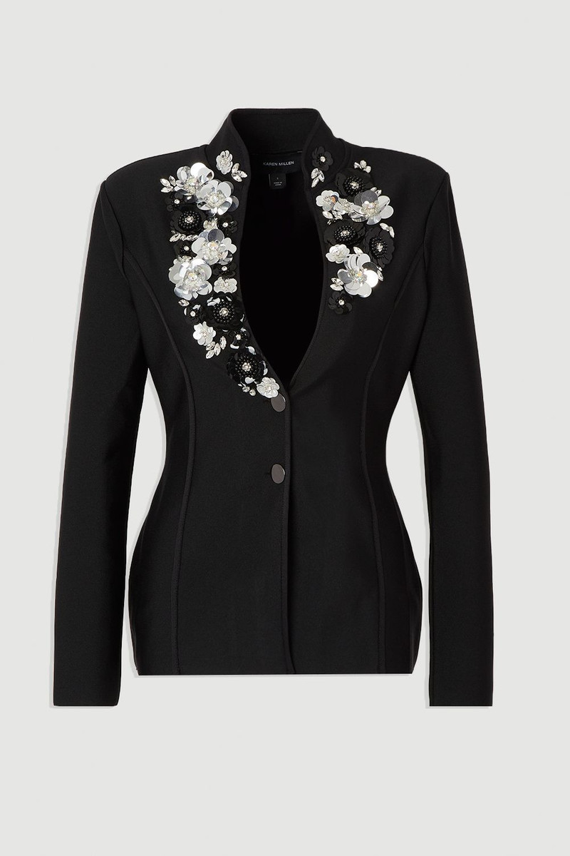 Embellished Figure Form Bandage Fitted Blazer Jacket 4