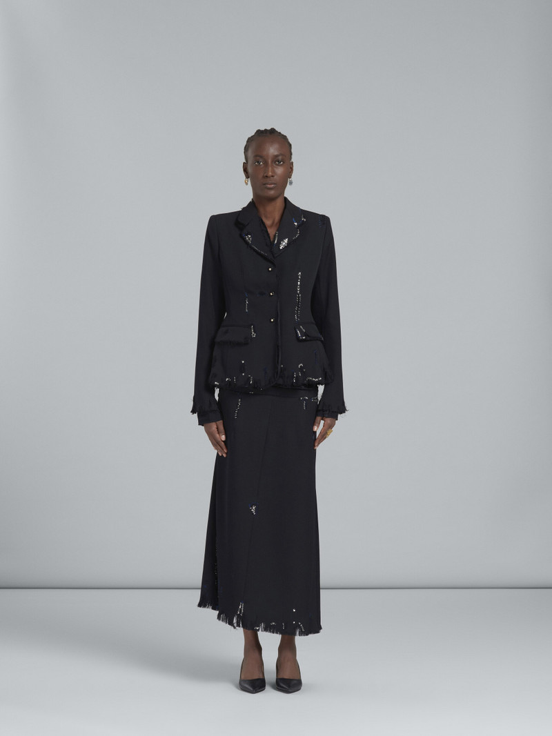 Marni BLACK FITTED WOOL BLAZER WITH EMBROIDERY outlook