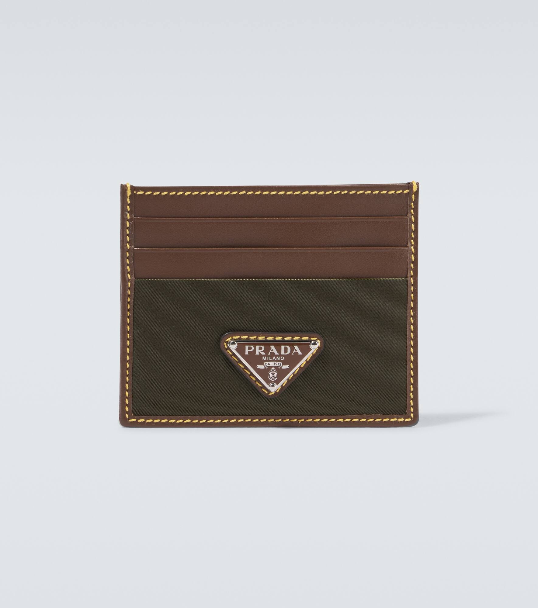 Re-Nylon leather-trimmed card holder - 1