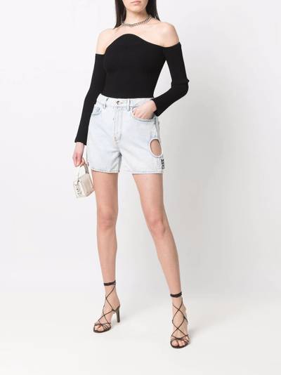 Off-White cut-out high-waisted denim shorts outlook