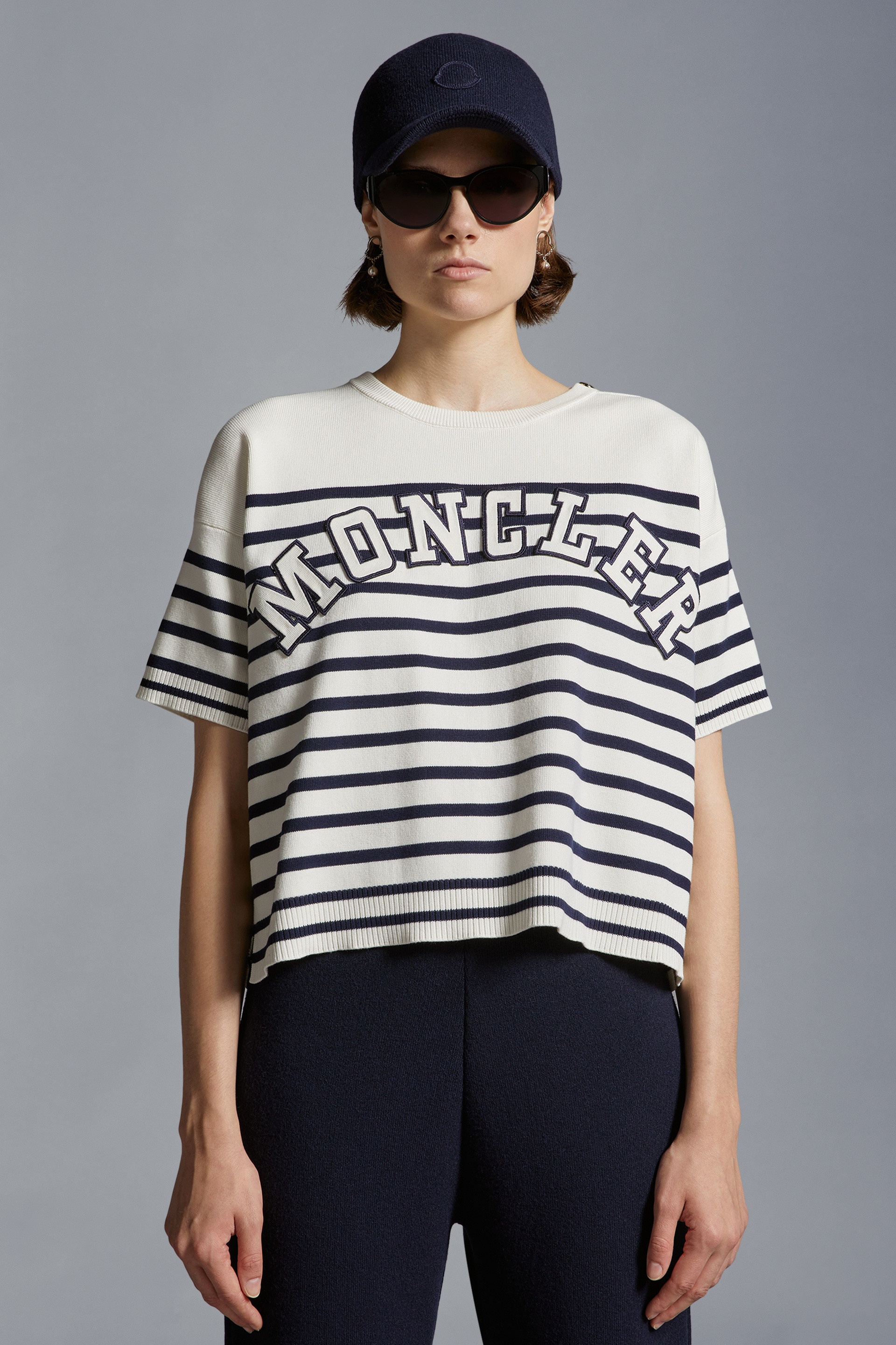 Tシャツ・カットソー MONCLER Striped t-shirt Moncler Striped Logo T-Shirt | REVERSIBLE