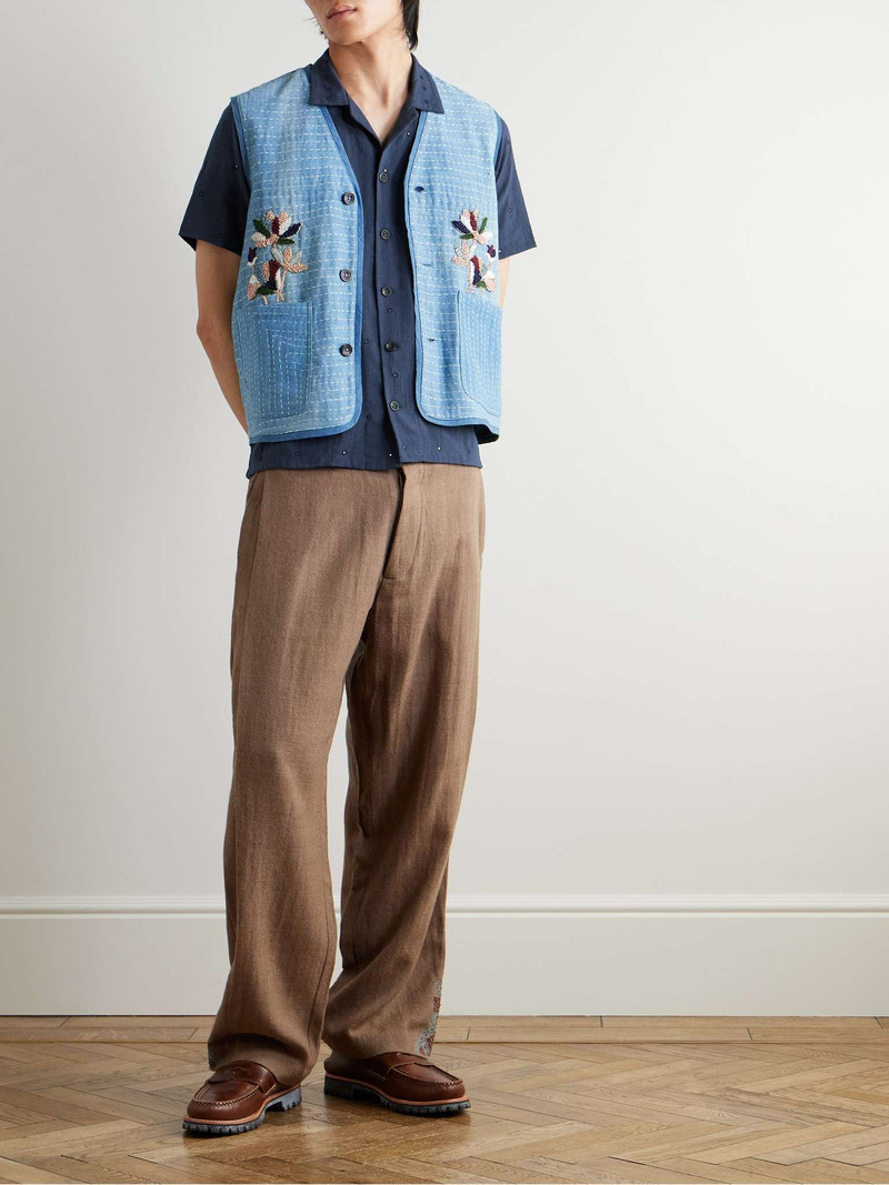 KARTIK RESEARCH Camp-Collar Embellished Cotton Shirt outlook