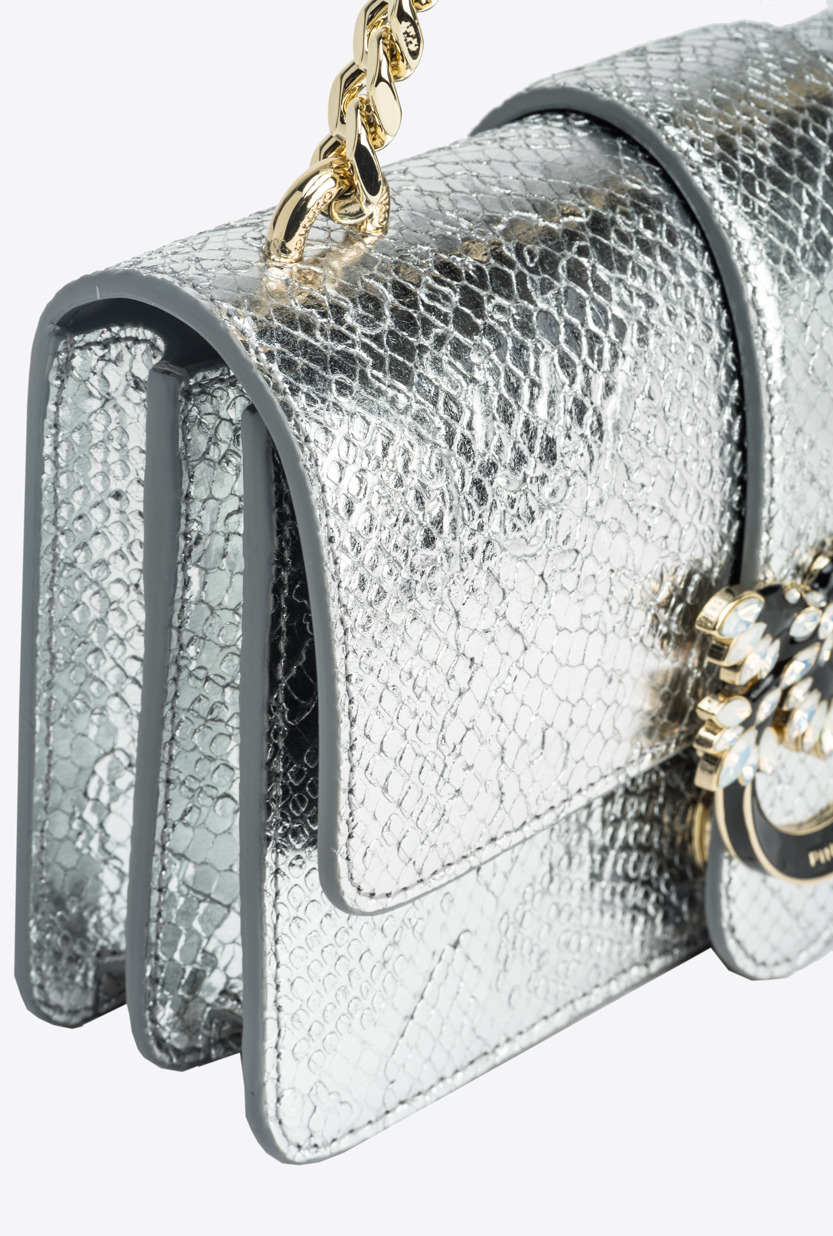 PINKO GALLERIA MINI LOVE BAG ONE IN PUNCHED REPTILE SKIN - 6