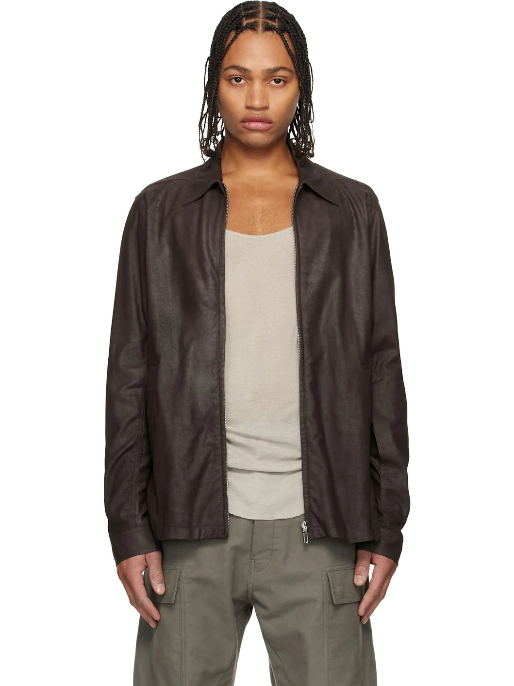 Gray Concordians Brad Leather Jacket - 1