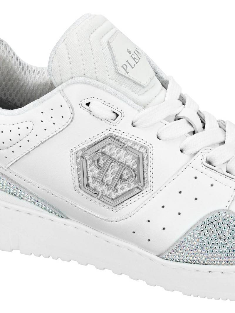 crystal-embellished leather sneakers 4