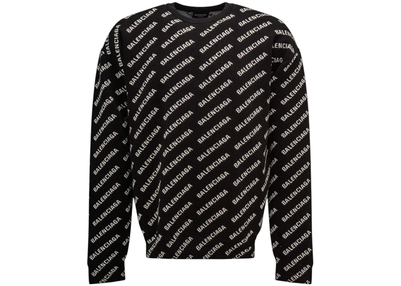 Balenciaga Wool All Over Print Sweater Black - 1