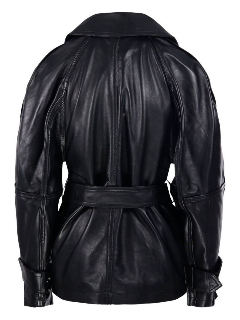 RÓHE double-breasted belted leather jacket outlook