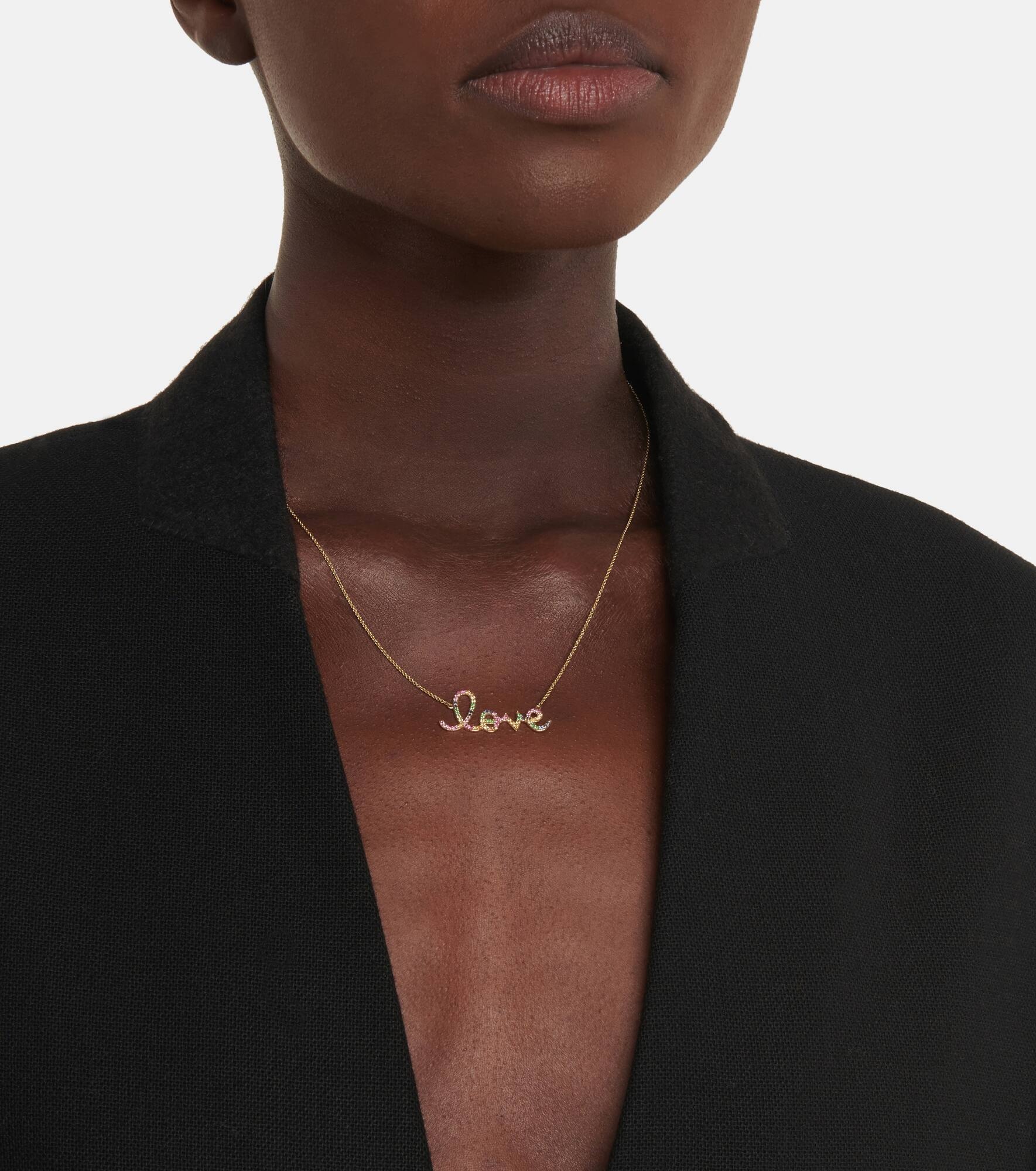 Love 14kt gold necklace with sapphires - 5