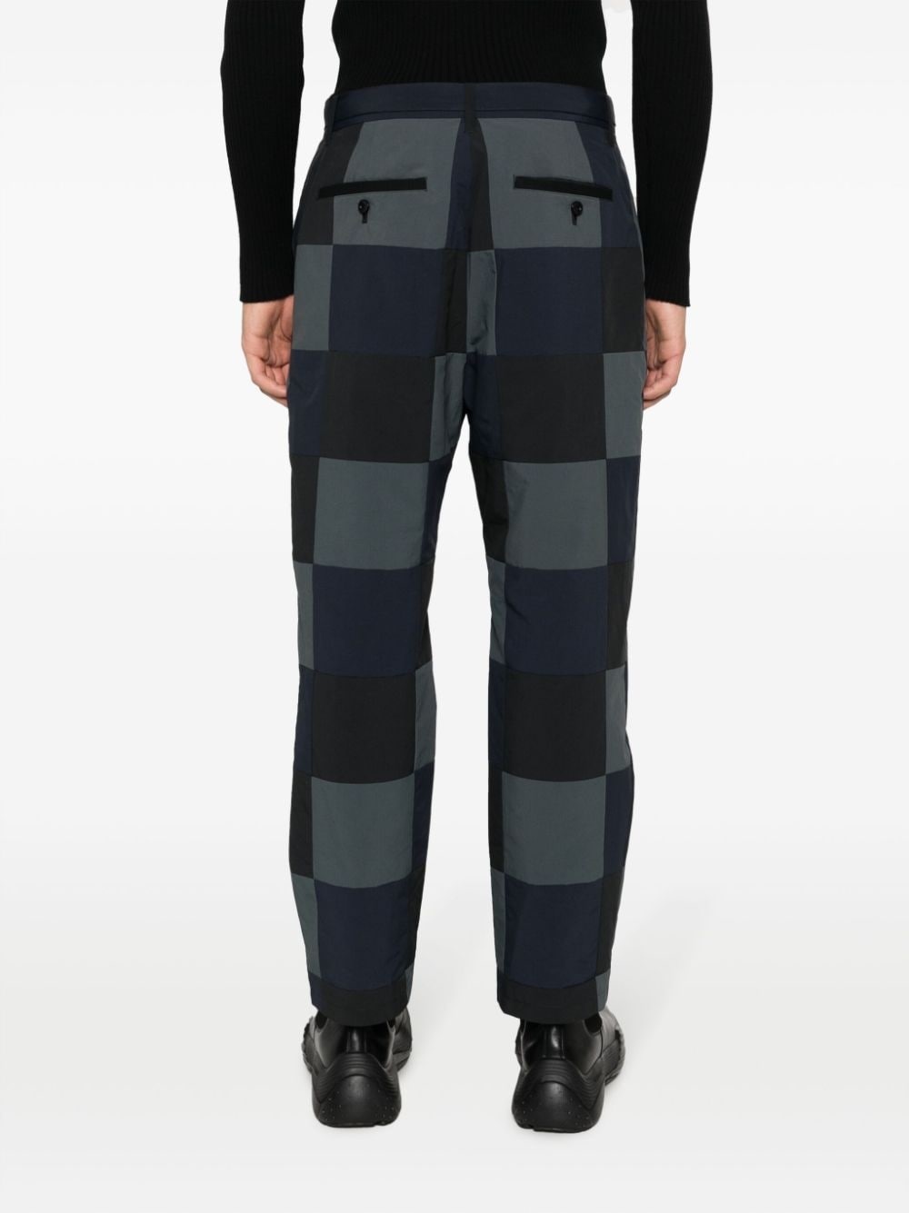checkerboard-print cotton chino trousers - 4