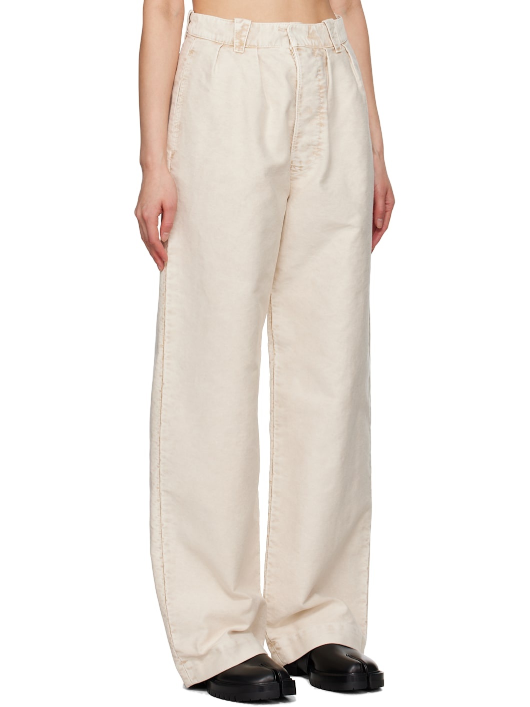 Beige Wide-Leg Jeans - 2