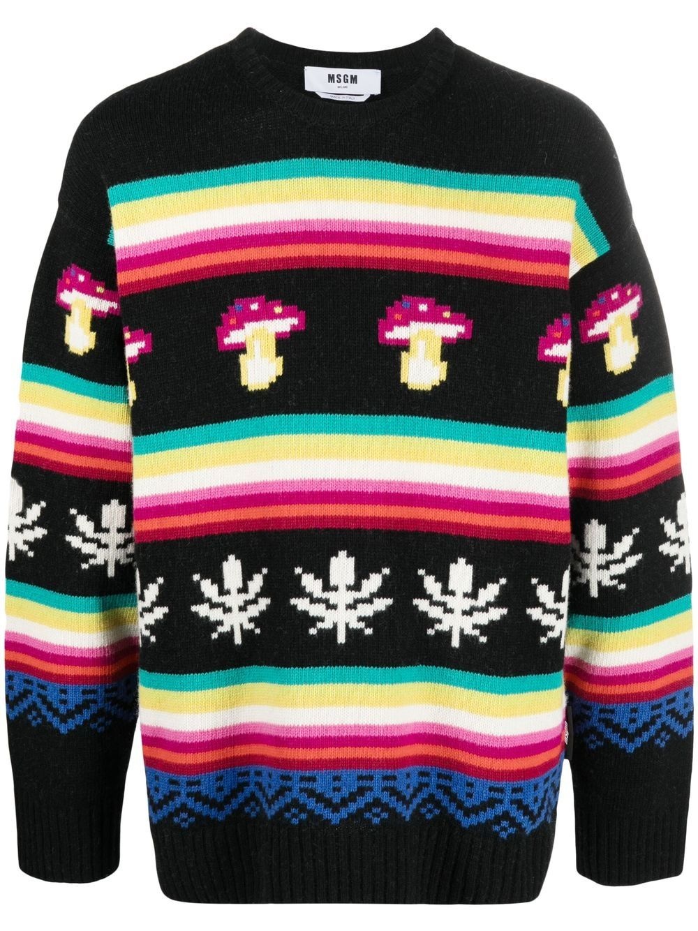 patterned jacquard crew-neck jumper - 1