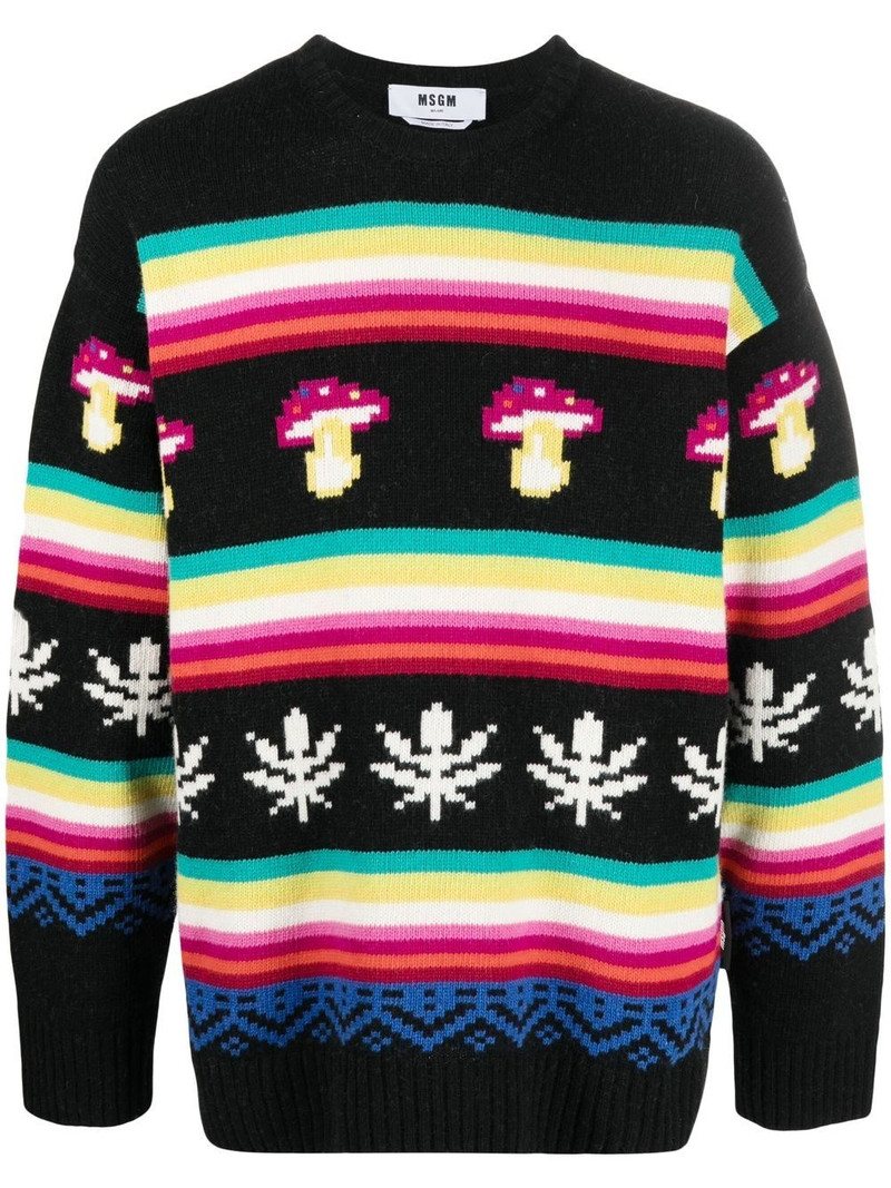 patterned jacquard crew-neck jumper 1