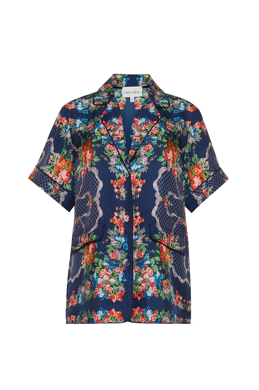 Portofino Top
Emanate Effortless Elegance In This 70s Inspired Silk Lounge Shirt - 1