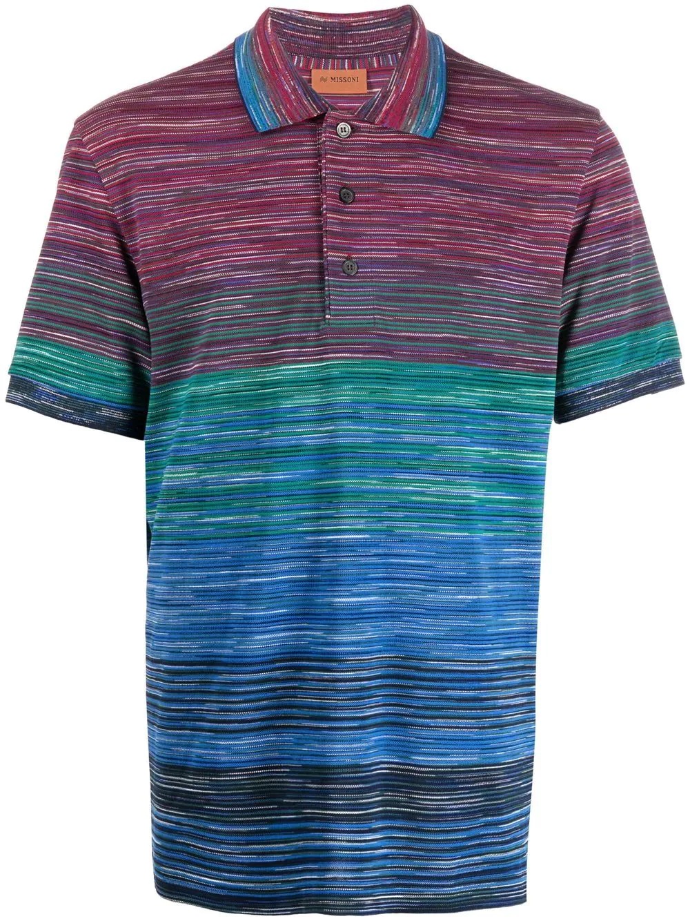 stripe knit short-sleeve polo shirt - 1