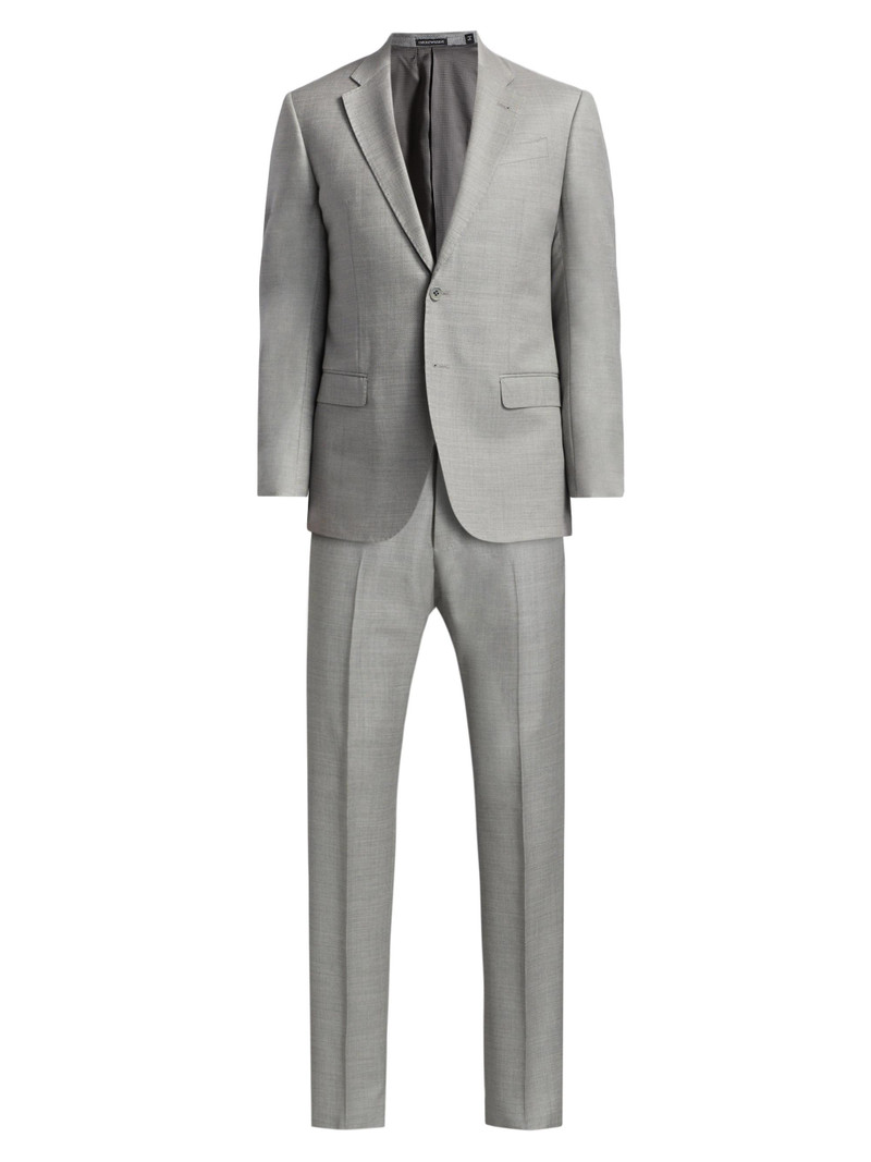 Men's Virgin Wool Single-Breasted Suit - Light Grey 1