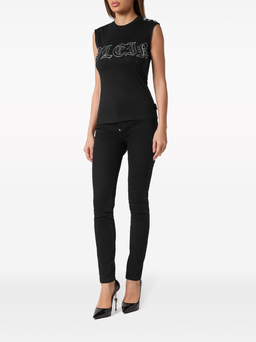 crystal-embellished cotton tank top - 2