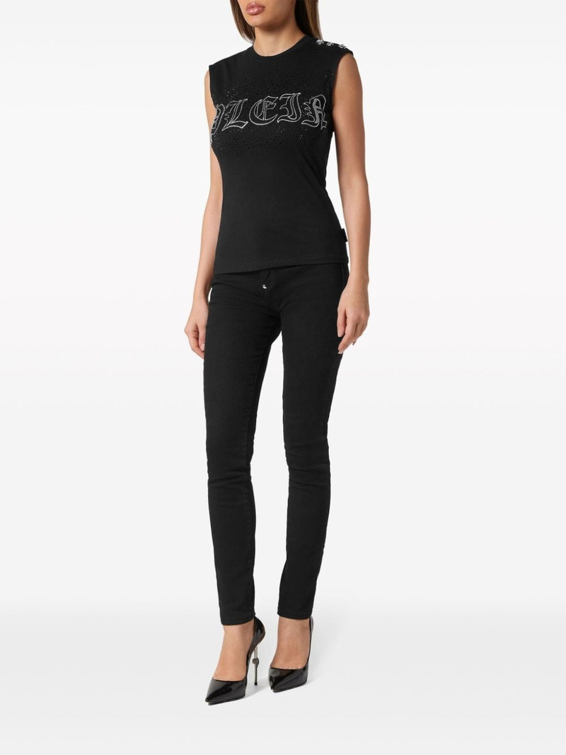 PHILIPP PLEIN crystal-embellished cotton tank top outlook