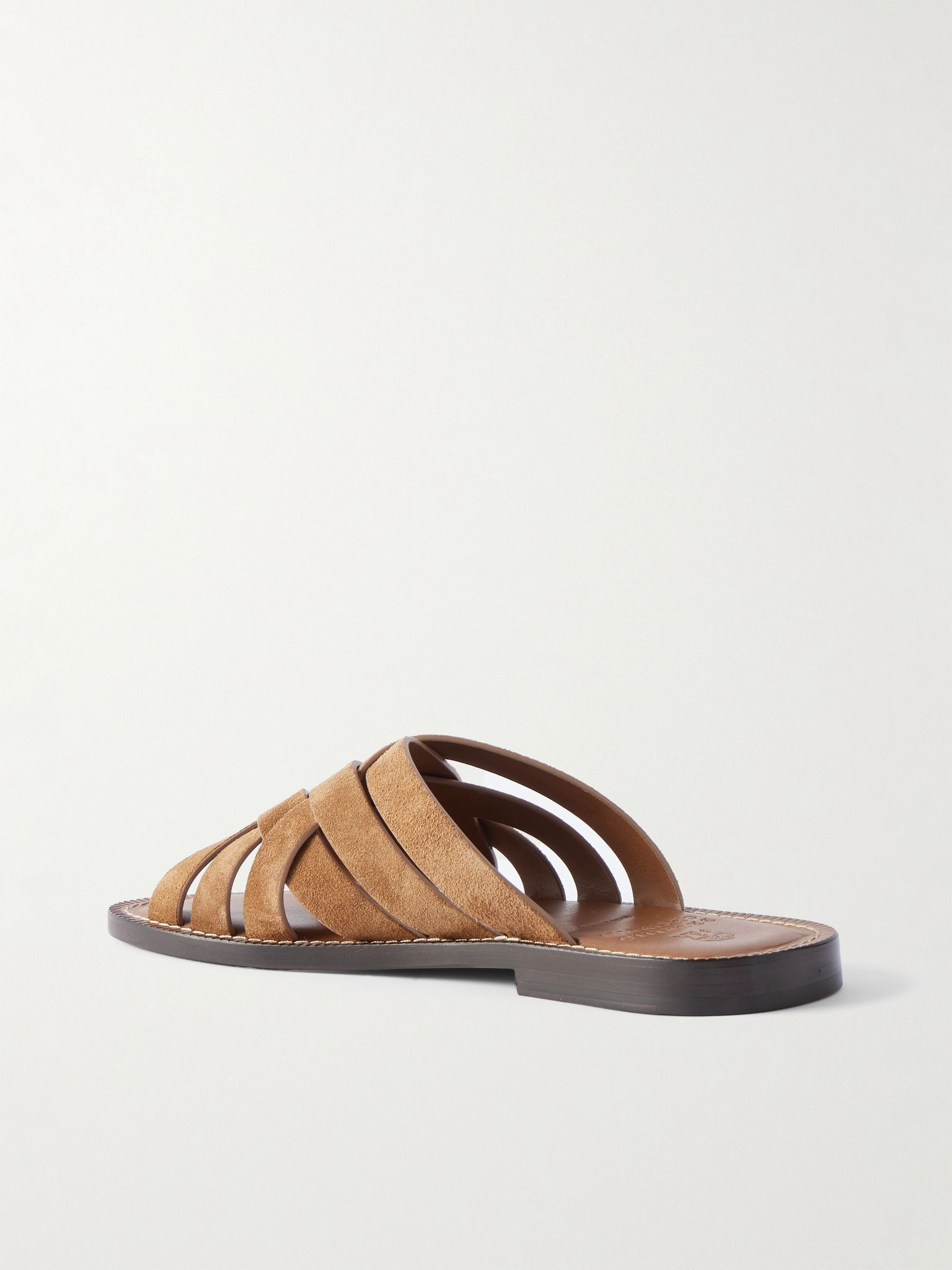 Woven Suede Sandals Camel - 4