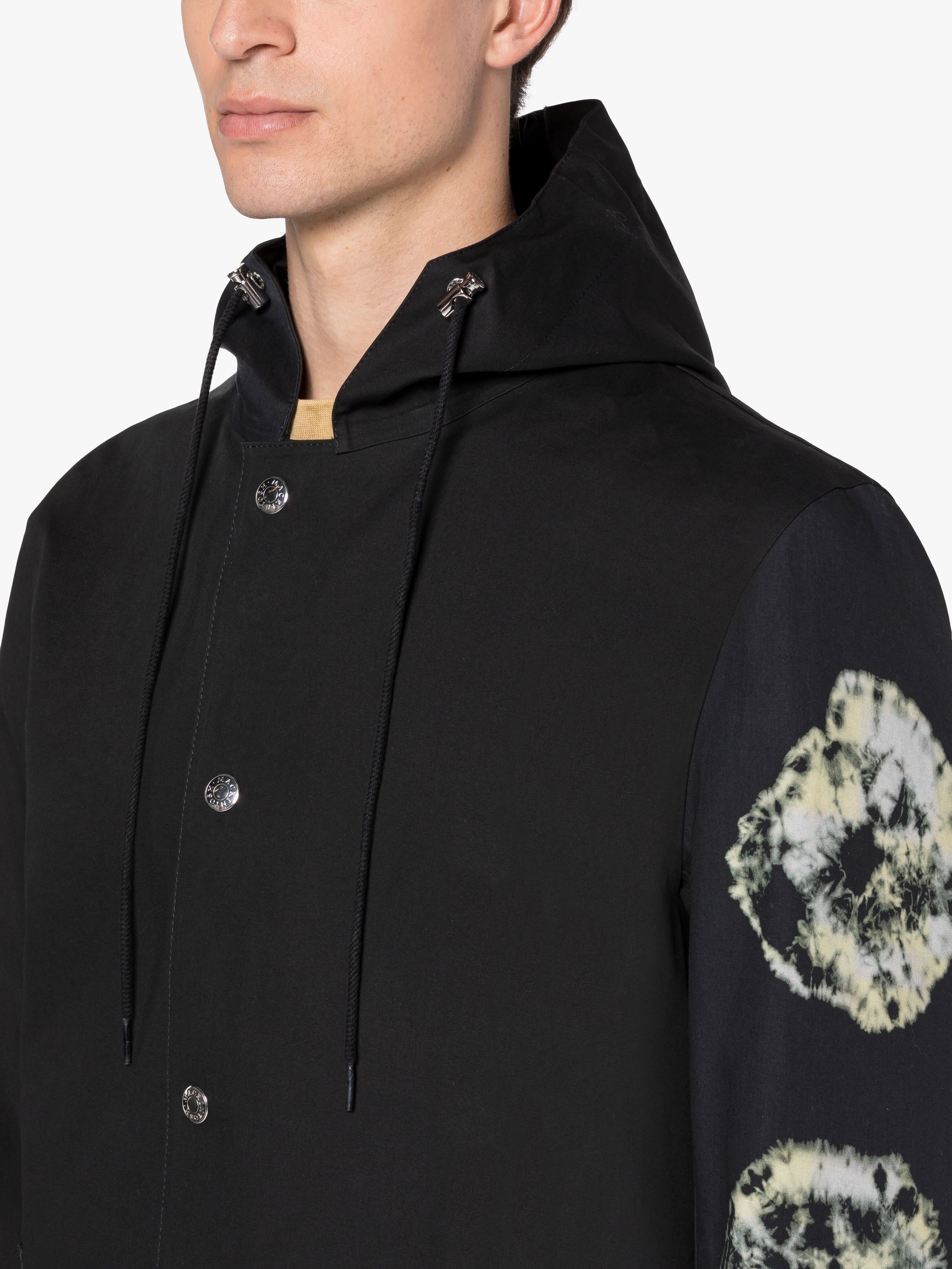 JOHN ELLIOTT BLACK SHIBORI DYE BONDED COTTON HOODED COAT - 5