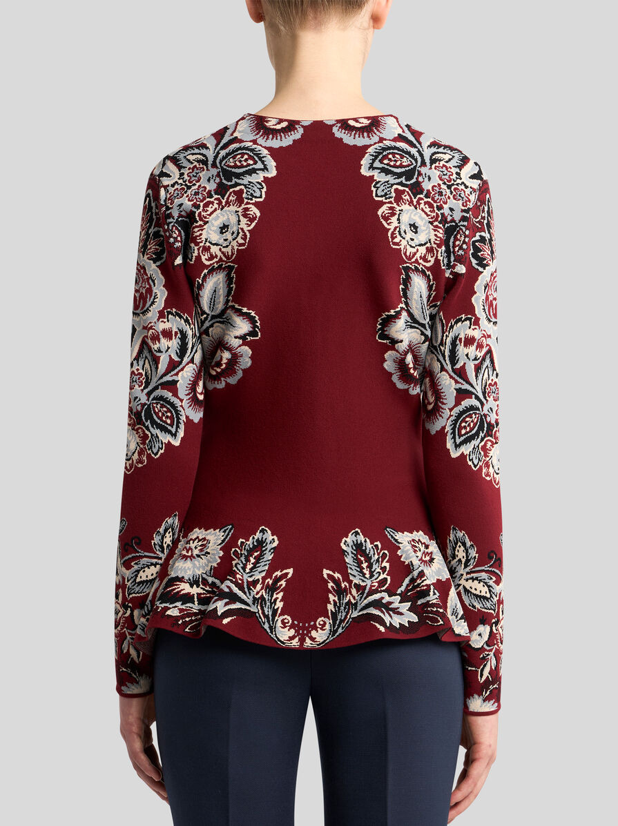 FLARED CARDIGAN WITH FLORAL MOTIF - 4