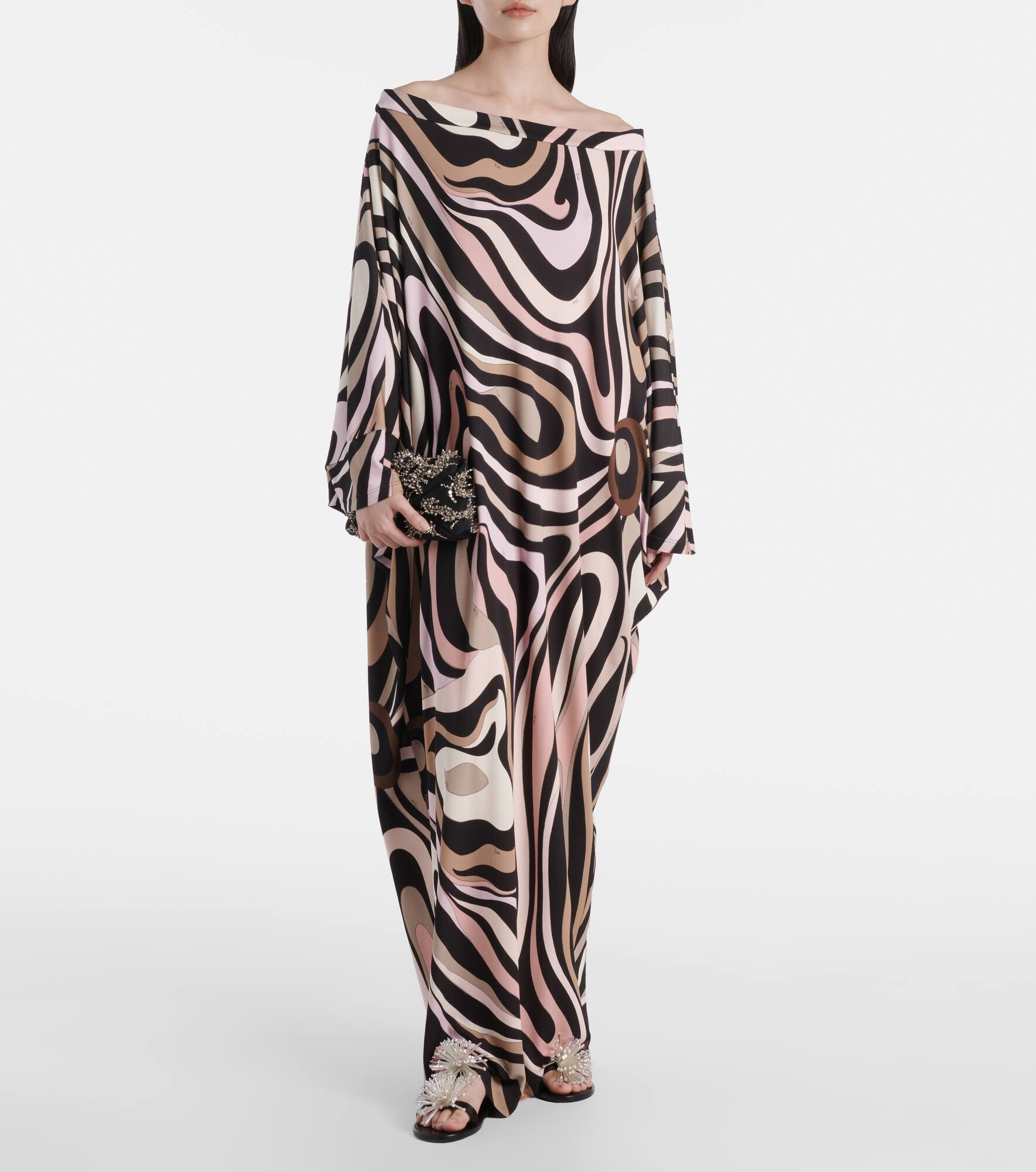 Marmo printed off-shoulder beach cover-up - 2