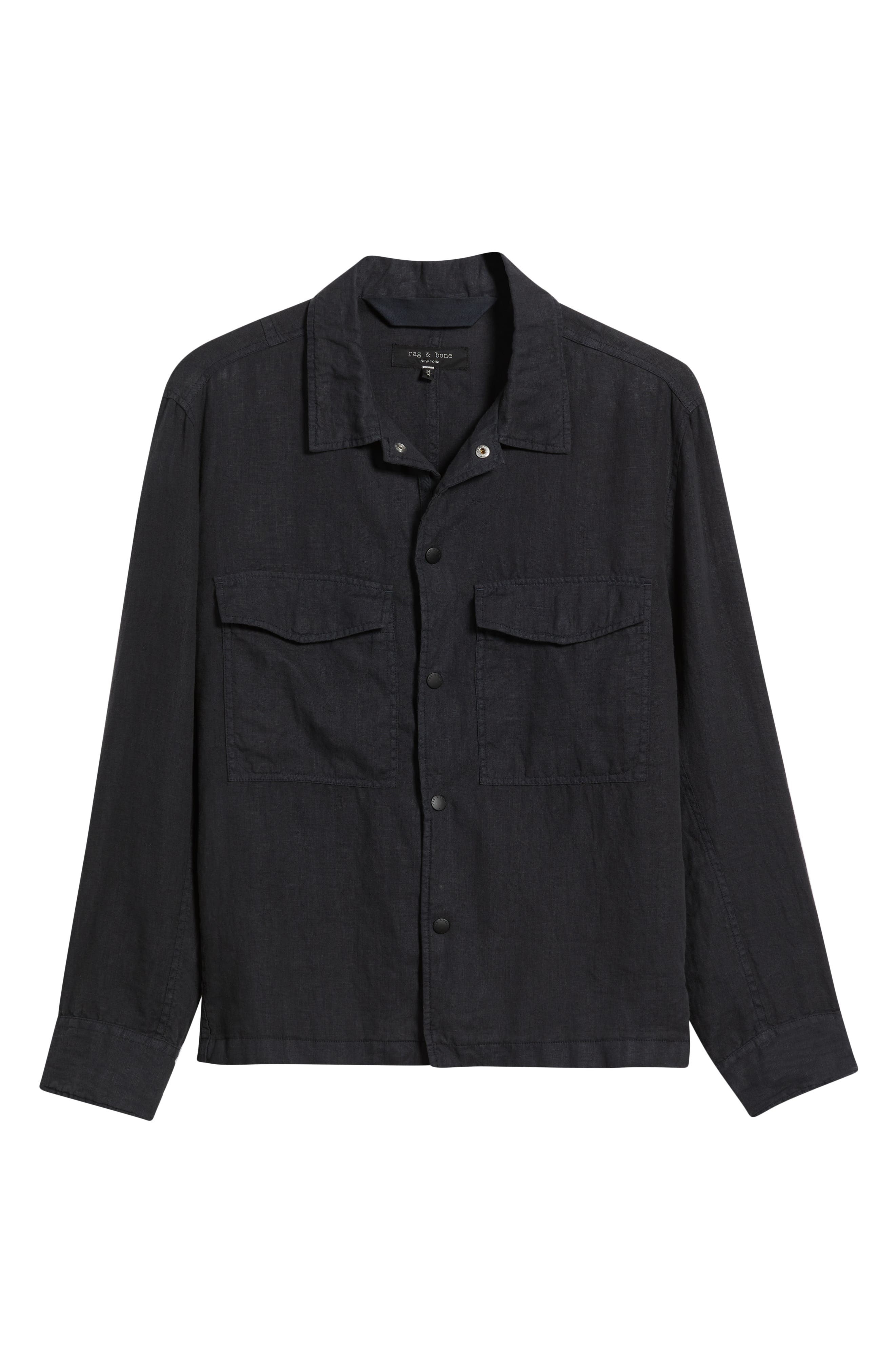 rag & bone Angus Linen Shirt Jacket in Black at Nordstrom - 6